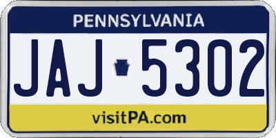 PA license plate JAJ5302