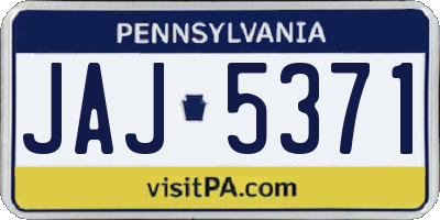 PA license plate JAJ5371