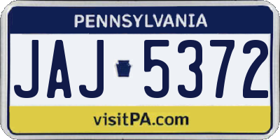 PA license plate JAJ5372