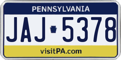 PA license plate JAJ5378