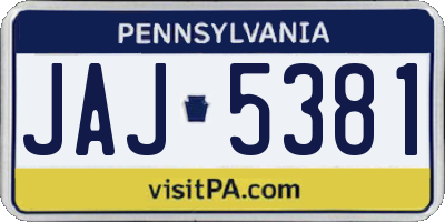 PA license plate JAJ5381