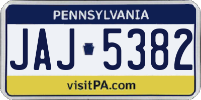 PA license plate JAJ5382