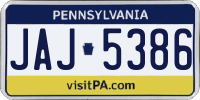 PA license plate JAJ5386