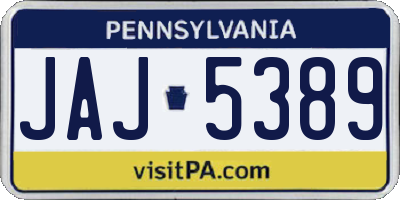 PA license plate JAJ5389