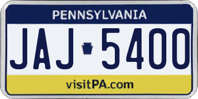 PA license plate JAJ5400