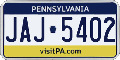 PA license plate JAJ5402