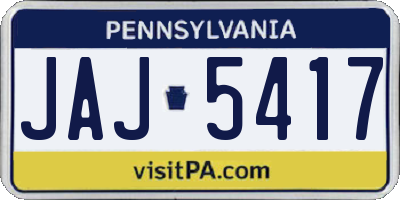 PA license plate JAJ5417