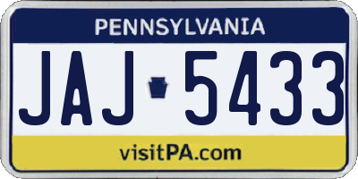 PA license plate JAJ5433