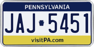 PA license plate JAJ5451