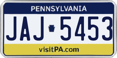 PA license plate JAJ5453