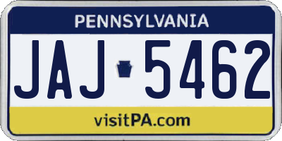 PA license plate JAJ5462