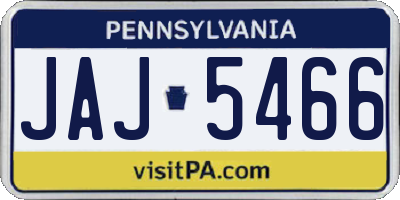 PA license plate JAJ5466