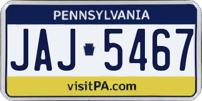 PA license plate JAJ5467