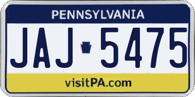 PA license plate JAJ5475