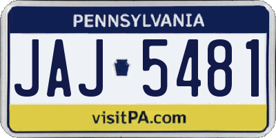 PA license plate JAJ5481