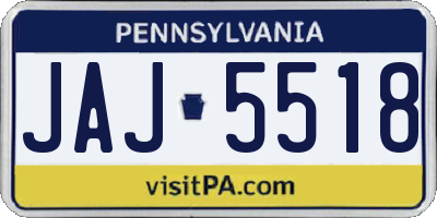 PA license plate JAJ5518