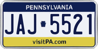 PA license plate JAJ5521