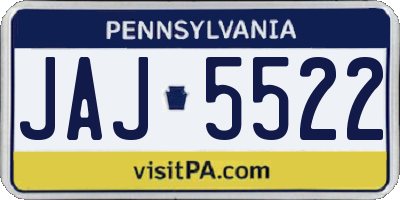 PA license plate JAJ5522