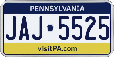 PA license plate JAJ5525