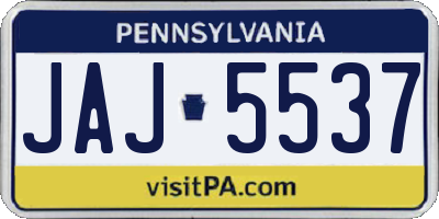 PA license plate JAJ5537