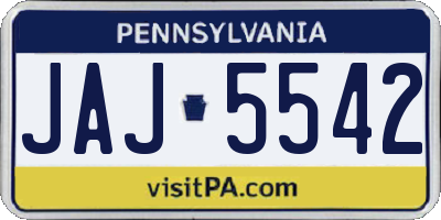PA license plate JAJ5542