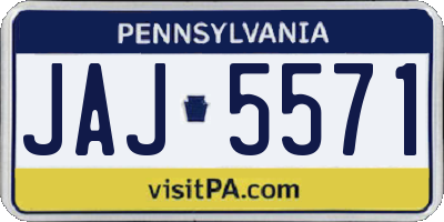 PA license plate JAJ5571