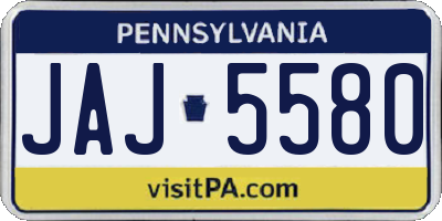 PA license plate JAJ5580