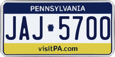PA license plate JAJ5700