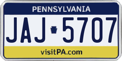 PA license plate JAJ5707