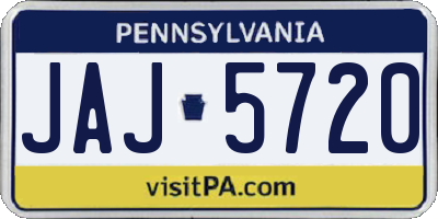 PA license plate JAJ5720