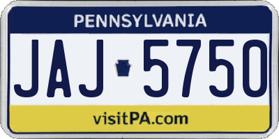 PA license plate JAJ5750