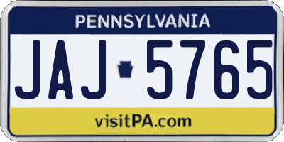 PA license plate JAJ5765