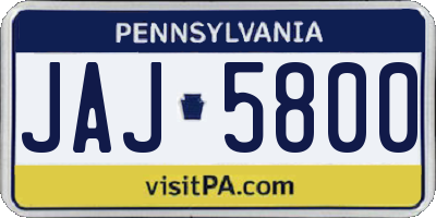 PA license plate JAJ5800
