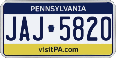 PA license plate JAJ5820