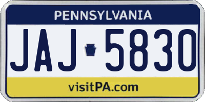PA license plate JAJ5830