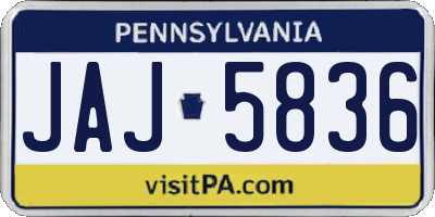 PA license plate JAJ5836