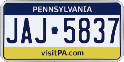 PA license plate JAJ5837