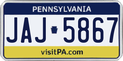 PA license plate JAJ5867