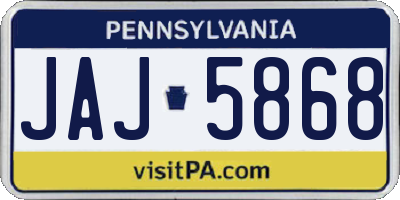PA license plate JAJ5868