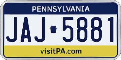 PA license plate JAJ5881