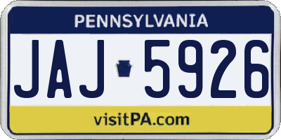 PA license plate JAJ5926