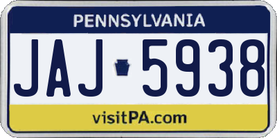 PA license plate JAJ5938