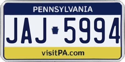 PA license plate JAJ5994