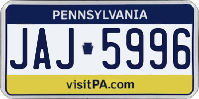 PA license plate JAJ5996