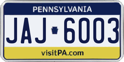 PA license plate JAJ6003