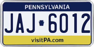 PA license plate JAJ6012