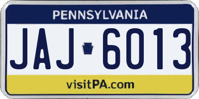 PA license plate JAJ6013