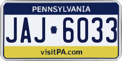 PA license plate JAJ6033