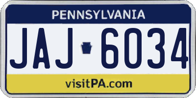 PA license plate JAJ6034