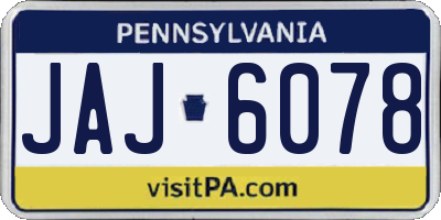 PA license plate JAJ6078
